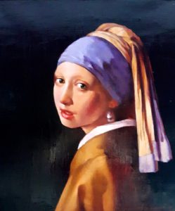 Girl with Pearl, by , Georgi Krumov Danevski, 2017 after Vermeer 1665. Dialogue with Great Masters Series. 