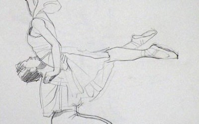 Sketch of Two Dancers - Conte graphite