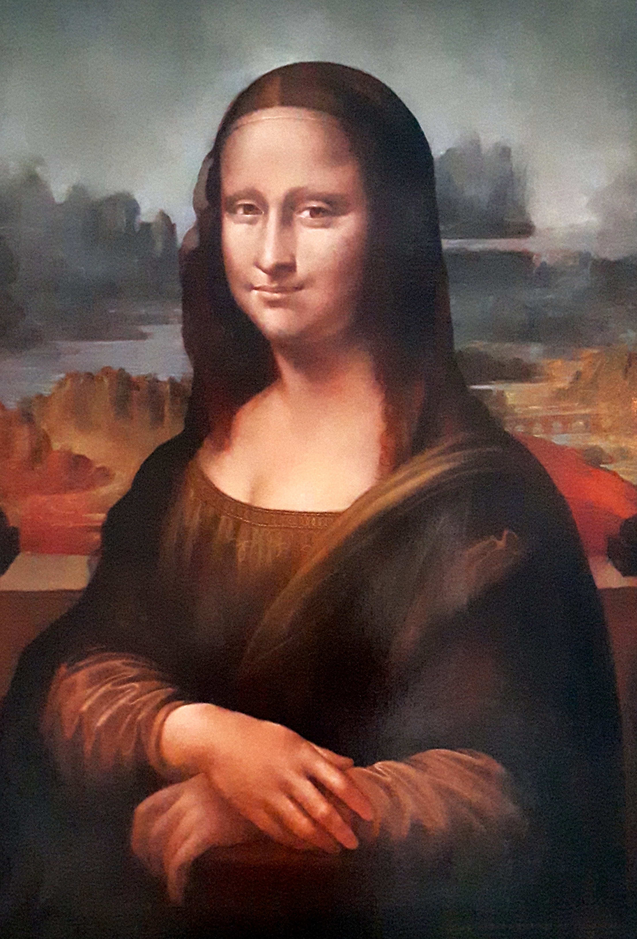 Dialogue with Great Masters Series: Mona Lisa by GEORGI Danevski, 2017 after da Vinci 1504-05.