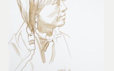 Sketch of Native American Curtis 2 - brush and sepia